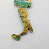 Sterling Silver & Enamel 'Boot of Italy' Souvenir Pendant Charm Vintage c1960s