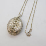 Victorian Sterling Silver Floral Pattern Locket Necklace Antique 1880 Birmingham