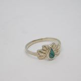 Sterling Silver Malachite Set Patterned Ring Vintage c1970 Size L 1/2