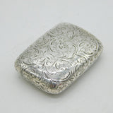 Victorian Sterling Silver Floral Pattern Snuff Box Antique 1889 Birmingham