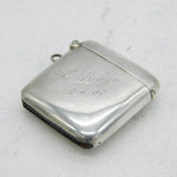 Edwardian Sterling Silver & Gold Monogram Vesta Case Antique 1906 Birmingham