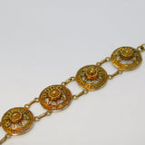 Sterling Silver Gilt Sunflower Form Panel Bracelet Vintage c1970 19.5cm