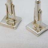 Sterling Silver Pair of Gents Square Modernist Cufflinks Vintage c1980s