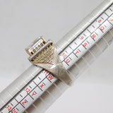 Sterling Silver Goshenite & Spinel Chunky Signet Ring Modern c1990 Size V 1/2