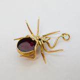 Victorian 9ct Gold, Cabochon Garnet & Pearl Spider Pendant Antique c1880s