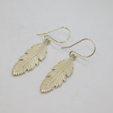 Pair of Sterling Silver Stud Feather From Hook Drop Earrings Modern c1990
