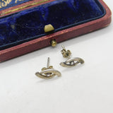 Pair of Sterling Silver Feathered Diamond Paste Earrings Vintage c1970