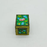 Chinese Export Gilt Metal & Enamel Floral Pattern Stamp Box Antique c1930s