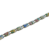 19th Century Gilt Metal Colourful Enamel Flowers of the Seasons Bracelet Antique