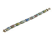 19th Century Gilt Metal Colourful Enamel Flowers of the Seasons Bracelet Antique