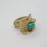 19th Century Sterling Silver Chinese Turquoise Set Ring Antique c1890 Size N