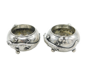 19th Century Chinese Sterling Silver Lizard & Spider Salt Cellars Antique