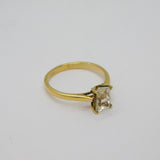 Gold On Sterling Silver Paste Solitaire Engagement Ring Modern c1990 Size O 1/2