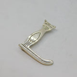 Sterling Silver Modernist Cat Design Initial L Brooch Vintage c1970