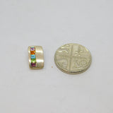 Sterling Silver Multi-Colour Gemstone Brushed Finish Small Pendant Vintage c1990