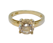 Gold On Sterling Silver Round Topaz Solitaire Dress Ring Vintage c1970 Size L