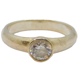 Sterling Silver Paste Set Solitaire Dress Band Ring Vintage c1970 Size P