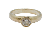 Sterling Silver Paste Set Solitaire Dress Band Ring Vintage c1970 Size P