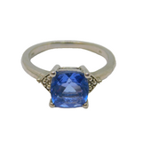 Sterling Silver Tanzanite Solitaire Dress Ring Vintage c1990 Size P 1/2