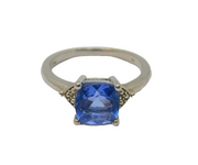 Sterling Silver Tanzanite Solitaire Dress Ring Vintage c1990 Size P 1/2