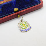 Sterling Silver and Enamel Abingdon Travel Shield Charm Pendant Vintage c1970