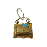 Sterling Silver Gilt & Enamel Purse Handbag Charm Pendant Antique c1920