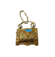 Sterling Silver Gilt & Enamel Purse Handbag Charm Pendant Antique c1920
