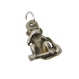 Sterling Silver Speak No Evil Monkey Charm Pendant Vintage c1970