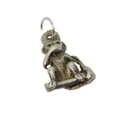 Sterling Silver Speak No Evil Monkey Charm Pendant Vintage c1970