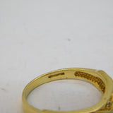14ct Yellow Gold & Diamond 'Je t'aime' I Love You Dove Pattern Ring Vintage