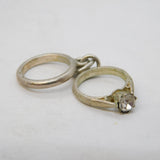 Sterling Silver Wedding Rings Charm Pendant Vintage c1970s