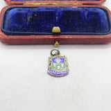 Sterling Silver & Enamel Sheffield Shield Charm Pendant Vintage c1970
