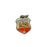 Sterling Silver Gibraltar Enamel Shield Souvenir Charm Pendant Vintage c1970s