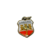 Sterling Silver Gibraltar Enamel Shield Souvenir Charm Pendant Vintage c1970s