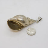Large Mexican Taxco Sterling Silver Shell Charm Pendant Vintage c1970s