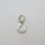 Sterling Silver CZ Horseshoe Bracelet Charm Or Pendant Contemporary c2000s