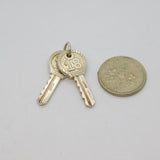 Sterling Silver Pair Of 18th Birthday House Keys Charm Pendant Vintage c1970s