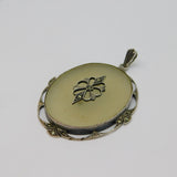 Sterling Silver Marcasite & Frosted Glass Large Oval Deco Pendant Antique c1920