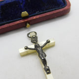 Sterling Silver Mounted Mother of Pearl Corpus Christi Pendant c1930 Antique