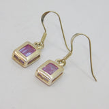 Pair of Sterling Silver Purple Crystal Hook Drop Earrings Contemporary c2000