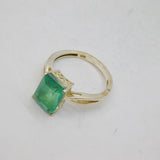 Sterling Silver Emerald Doublet On Crystal Dress Ring Modern c1990 Size N 1/2