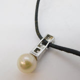 Handemade Sterling Silver, Pearl & Paste Set Drop Pendant Necklace Vintage
