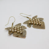 Pair of Sterling Silver Vine Leaf & Grapes Studio Drop Earrings Modern c1994