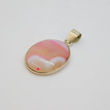 Sterling Silver Pale Pink Banded Agate Oval Charm Pendant Vintage c1970s