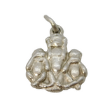 Sterling Silver See, Hear, Speak No Evil Monkeys Charm Pendant Vintage c1970