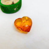 Sterling Silver & Carved Heart Shaped Baltic Amber Drop Pendant Vintage c1970