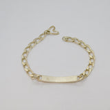 Sterling Silver & Gilt Screw Pattern Flat Curb Identity Bracelet Vintage 1983