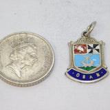 Sterling Silver Oban Shield Travel Charm Pendant Vintage c1970