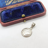 Sterling Silver Planished Circle Charm Pendant Vintage c1970