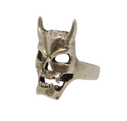 Chunky Sterling Silver Devil Form Bikers Ring Vintage c1990s